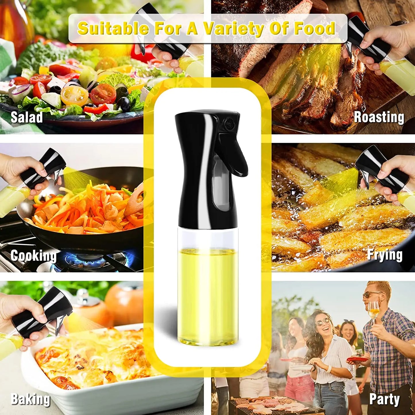 Botella pulverizadora de aceite de 200/300/500ml, pulverizador de aceite de oliva para cocinar barbacoa, pulverizador de aceite para hornear de plástico, botella vacía, botella de vinagre o cepillo de aceite